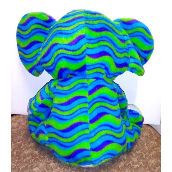 Large Elephant Plush toy Stuffed animal 16" green blue purple SWIRLED unique - Picture 2 of 6
